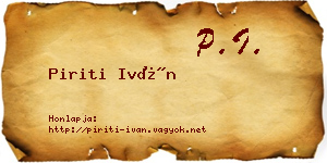 Piriti Iván névjegykártya